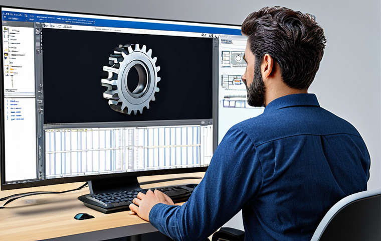 기계설계 기술 블로그 운영하기 - Parametric Modeling**

"A professional mechanical engineer working on a 3D model of a gear on a comp...