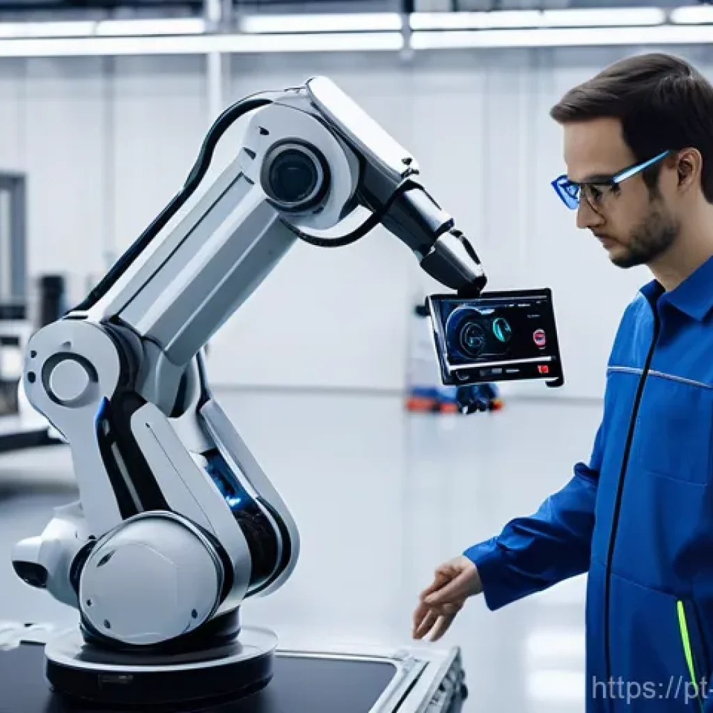 기계설계와 로봇공학의 관계 - **Prompt 1: Collaborative Robot in a Modern Workshop**
"A medium shot of a sleek, modern collabo...