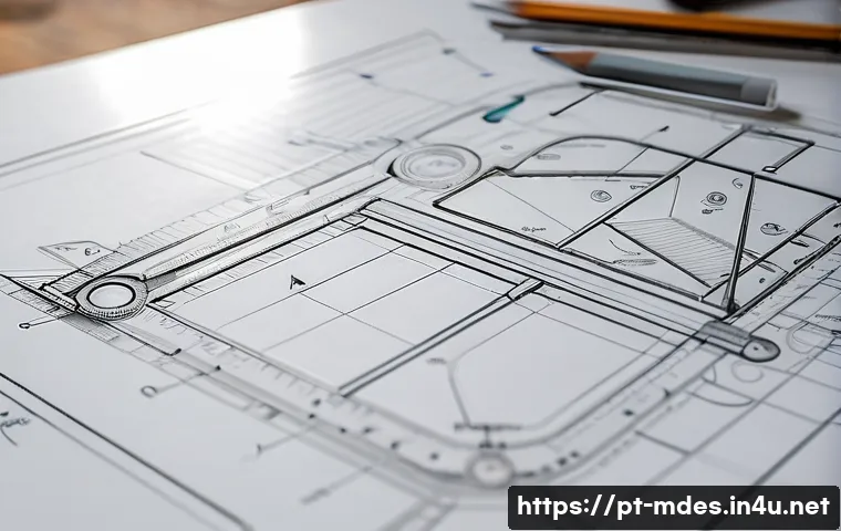 기계설계도 손으로 그리는 연습 - A detailed close-up of a mechanical engineering workspace showing a hand drawing a technical sketch ...