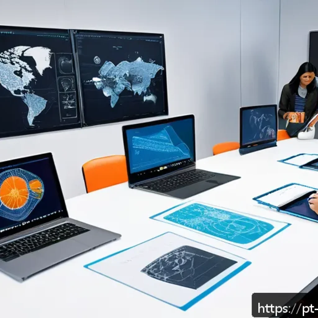 기계설계 강의 준비하기 - A modern classroom scene where diverse engineering students are actively using advanced CAD software...